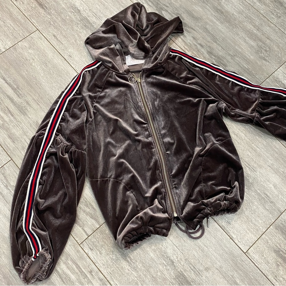 BLUSH retro purple velvet zip up hoodie